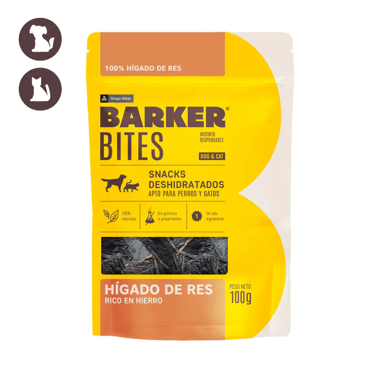 Barker Bites Hígado de Res snack para perros y gatos adultos 100 Gramos