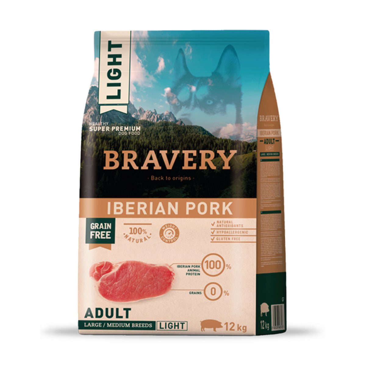 Bravery LIGHT Iberian Pork Adult Large / Medium Breeds Perros Adultos Razas Medianas y Grandes