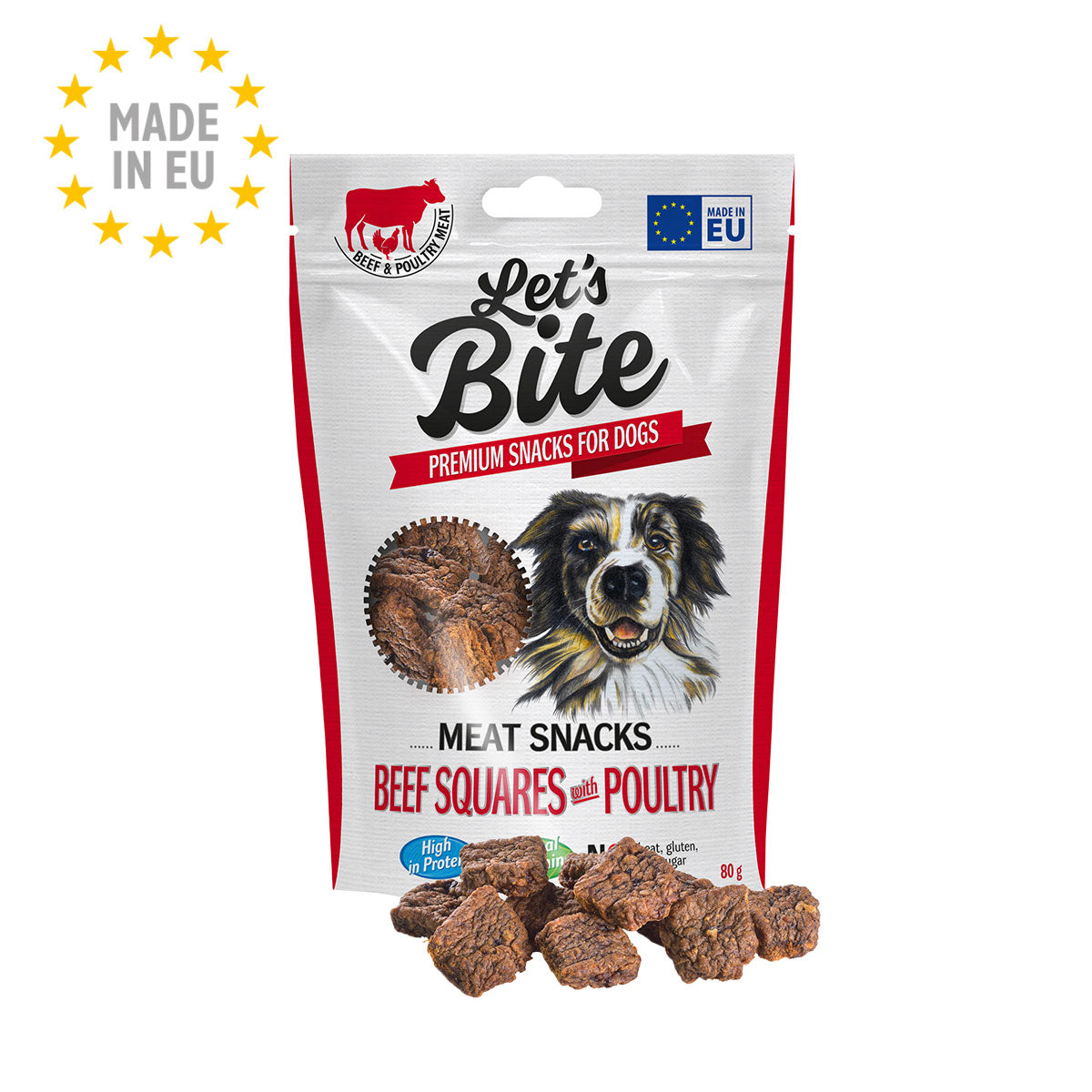 Let's Bite Meat Snacks Beef Square with Poultry (cuadritos de carne con aves) 80 Gramos