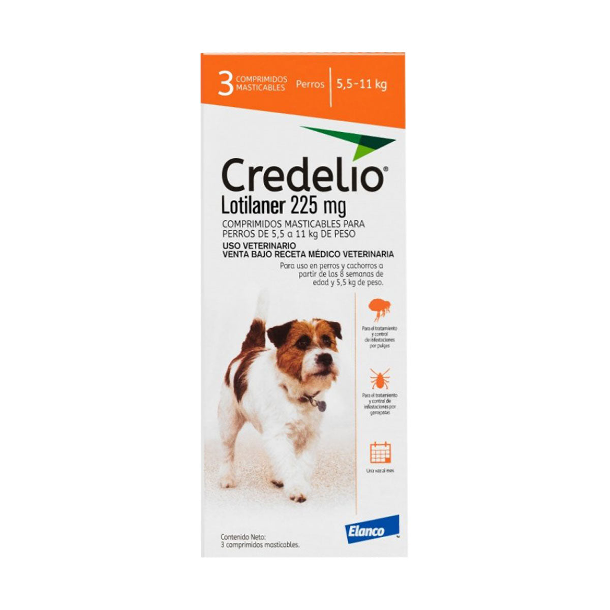 Elanco Credelio 225 mg Antiparasitario externo para perros 5,5 a 11 Kilos (1 comprimido)