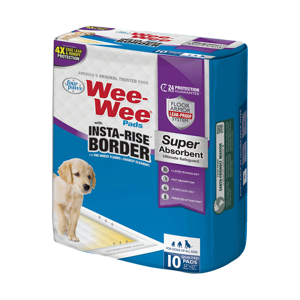 Four Paws Wee-Wee Insta-Rise Border Pads Alfombrillas para perros 10 Unidades