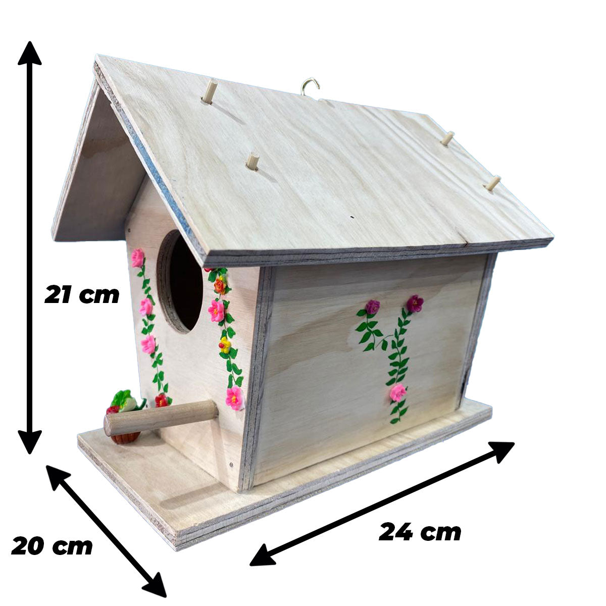 Casa nido para aves, apta para exteriores, modelo florido