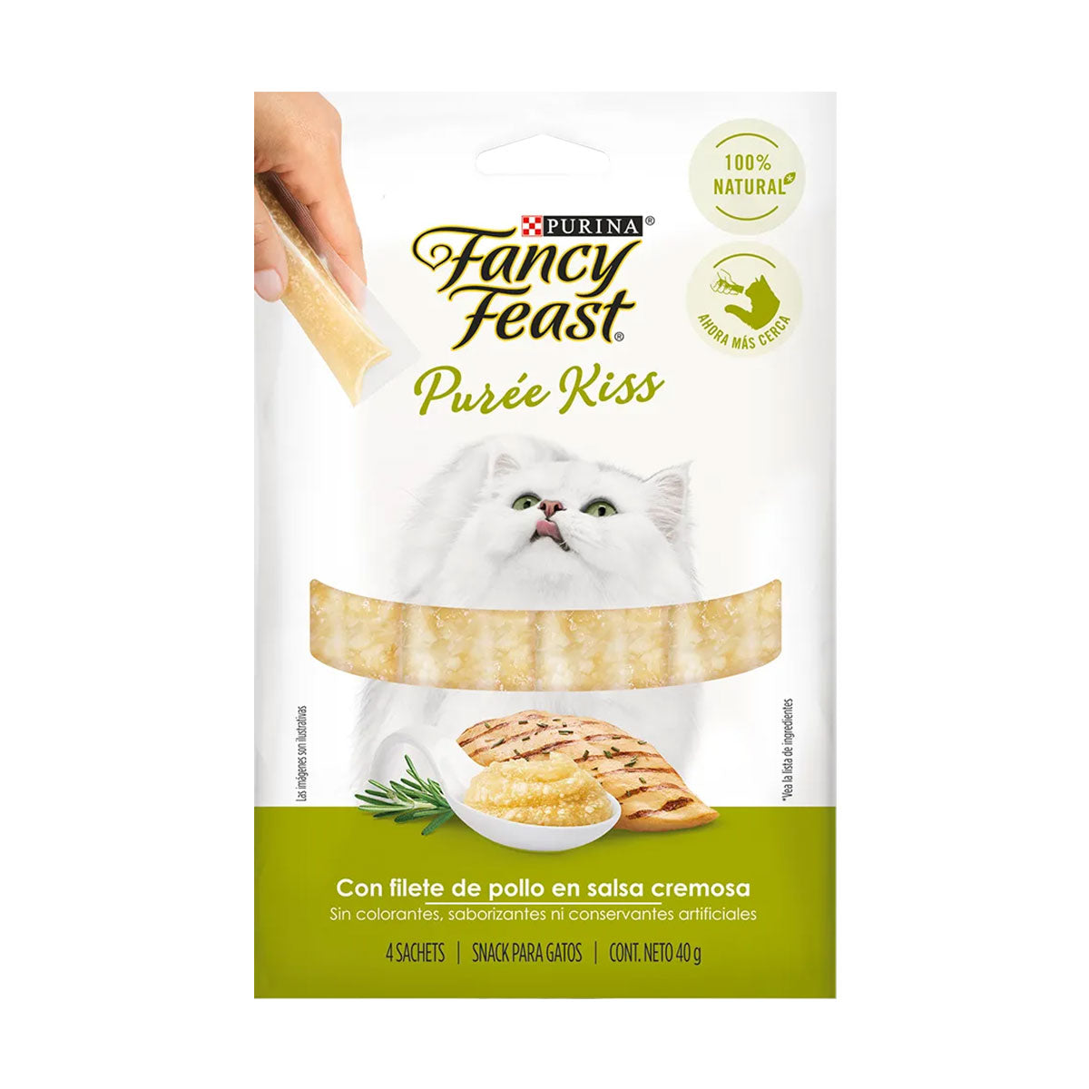 Purina Fancy Feast Purée Kiss para Gatos Filete de Pollo en Salsa Cremosa 40 Gramos