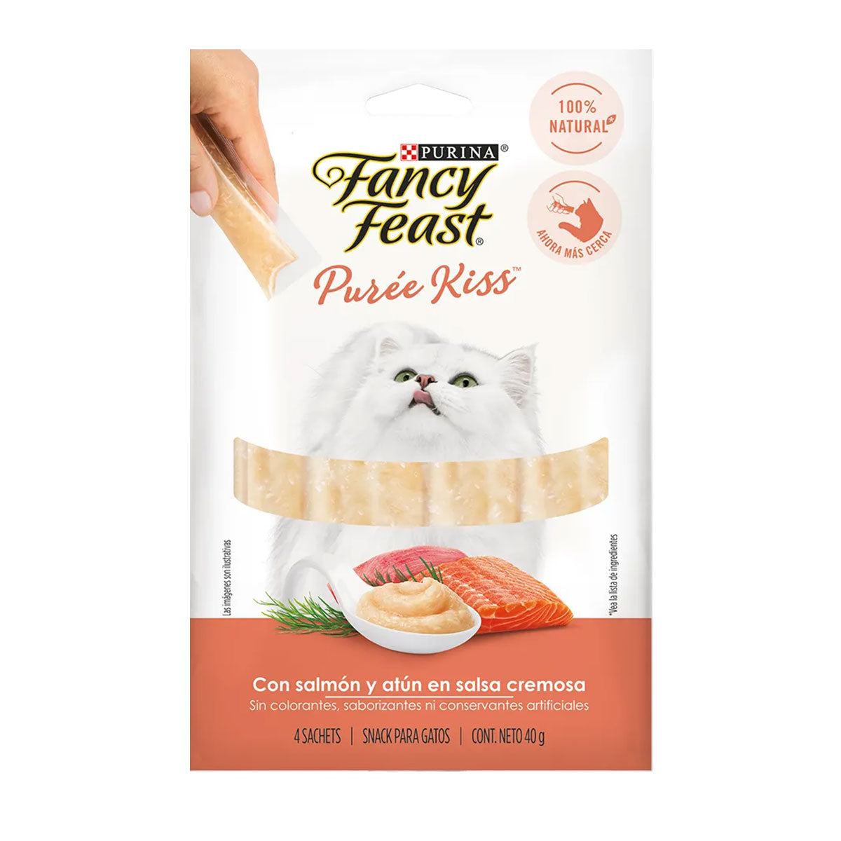 Purina Fancy Feast Purée Kiss para Gatos Salmón y Atún en Salsa Cremosa 40 Gramos