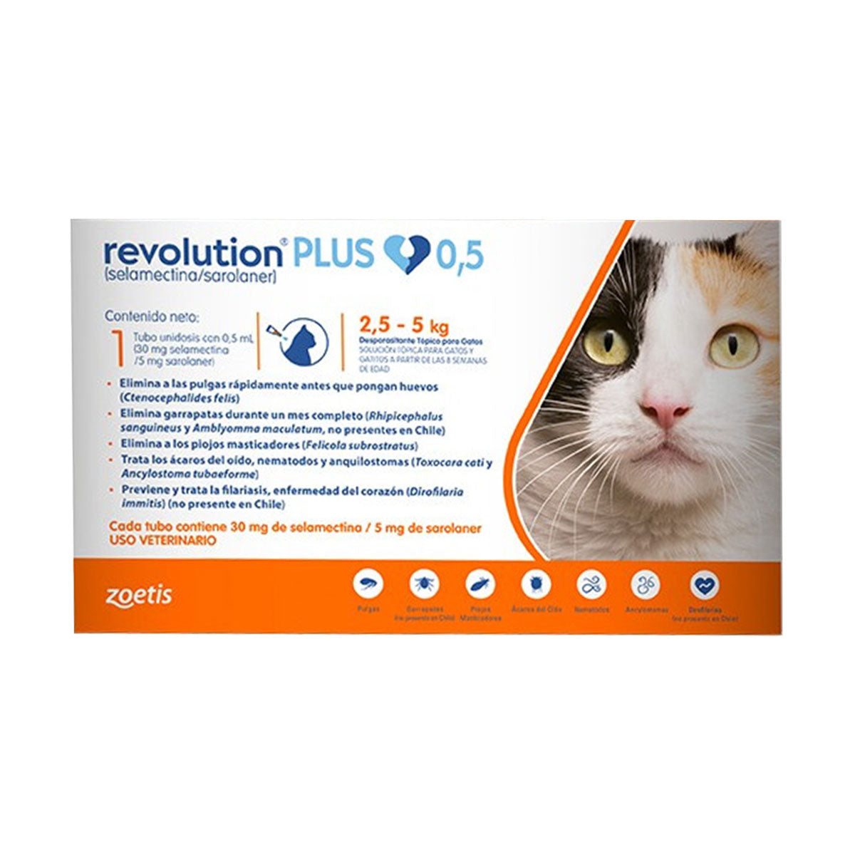 Zoetis Revolution Plus 0,5 ml Antiparasitario interno y externo para gatos (1 pipeta)